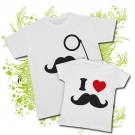 Camiseta PAPA MOUSTACHE + Camiseta NIOS I LOVE MOUSTACHE WC