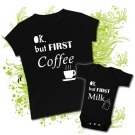 Camiseta MAMA OK BUT FIRST COFFEE + Body OK BUT FIRST MILK BC