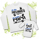 Camiseta DE DA MECANICO DE NOCHE PAPA MANOS + Body MI PAPI LO ARREGLA TODO MANOS