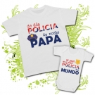 Camiseta de da POLICIA y de noche PAPA + Body mi papi es el mejor POLICIA del MUNDO
