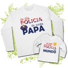 Camiseta de da POLICIA y de noche PAPA + Camiseta mi papi es el mejor POLICIA del MUNDO