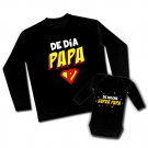 Camiseta PAPA DE DIA + Body beb DE NOCHE SUPER PAPA (Da & Noche)