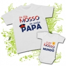 Camiseta de da MOSSO y de noche PAPA + Body mi papi es el mejor MOSSO del MUNDO