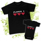 Camiseta PLAYER 1 (corazones) + Body PLAYER 2 