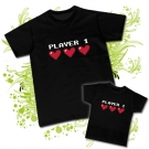Camiseta PLAYER 1 (corazones) + Camiseta PLAYER 2 