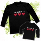 Camiseta PLAYER 1 (corazn pixel) + Camiseta PLAYER 2 