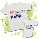 Camiseta de da ERTZAINTZA y de noche PAPA + Body mi papi es el mejor ERTZAINTZA del mundo