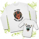 Camiseta PAPA YO HAGO BEBES ROCKEROS (mano)+ Body BEBE ROCKERO (mano)