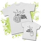 Camiseta PAPA NEED BEER + Camiseta NEED MILK