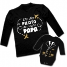 Camiseta de da PILOTO de noche PAPA + Body traje PILOTO