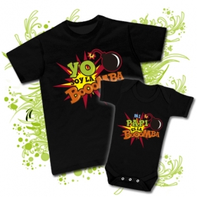 CAMISETA PAPA YO SOY LA BOMBA I + BODY MI PAPI ES LA BOMBA BC 