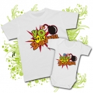 CAMISETA PAPA YO SOY LA BOMBA II + BODY MI PAPI ES LA BOMBA WC 