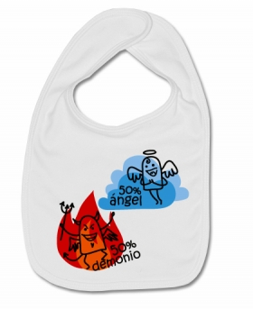 Babero 50% &aacute;ngel + 50% demonio