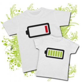 Camiseta PAPA BATERIA VACIA + Camiseta BATERIA LLENA WC