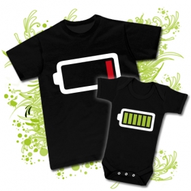 Camiseta PAPA BATERIA VACIA + Body BATERIA LLENA BC