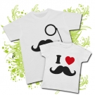 Camiseta PAPA MOUSTACHE + Camiseta NI�OS I LOVE MOUSTACHE WC