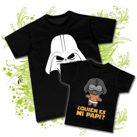Camiseta PAPA MASCARA DARTH VADER + Camiseta PEQUES &iquest;Qui&eacute;n es mi papi?