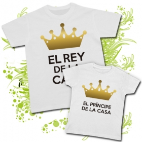 Camiseta PAPA EL REY DE LA CASA + Camiseta EL PR&Iacute;NCIPE DE LA CASA WC