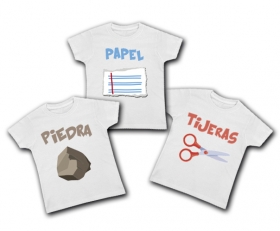 Camisetas trillizos PIEDRA, PAPEL, TIJERAS WC