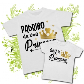 Camiseta PADRINO DE UNA PRINCESA + Camiseta SOY LA PRINCESA WC