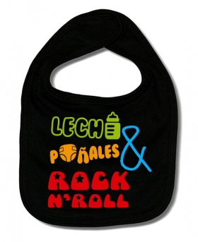 Babero LECHE, PA&Ntilde;ALES & ROCK'N ROLL B