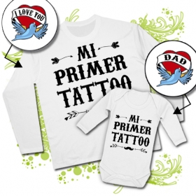 Camiseta PAPA MI PRIMER TATTOO (I LOVE YOU) + Body MI PRIMER TATTOO (DAD) WL