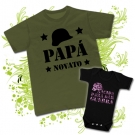 Camiseta PAPA NOVATO + Body NACIDA PARA DAR GUERRA