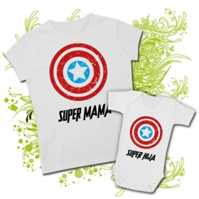 Camiseta SUPER MAMA + Body SUPER HIJA WC