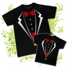 Camiseta PAPA FRAC PAJARITA + Camiseta NI&Ntilde;O FRAC PAJARITA