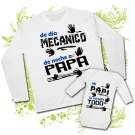 Camiseta DE D�A MECANICO DE NOCHE PAPA MANOS + Body MI PAPI LO ARREGLA TODO MANOS