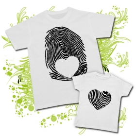 Camiseta PAPA HUELLA + Camiseta PEQUE HUELLA CORAZ&Oacute;N