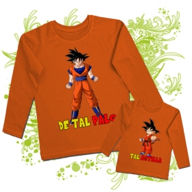 Camiseta PAPA DE TAL PALO (Goku grande) + Camiseta TAL ASTILLA (Goku  pequeño) | Ropa Bebés en Mis Diablillos