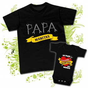 Camiseta PAPA LLAVES INGLESAS + Body MI PAPI ES EL MEJOR MANITAS DEL MUNDO