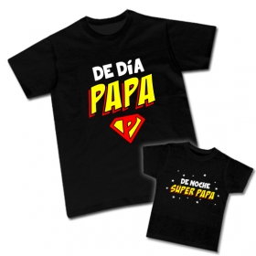 Camiseta PAPA DE DIA + Camiseta DE NOCHE SUPER PAPA (D&iacute;a & Noche)