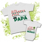 Camiseta de día GUARDIA CIVIL y de noche PAPA + Body mi papi es el mejor GUARDIA CIVIL del MUNDO
