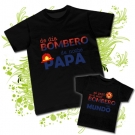 Camiseta de día BOMBERO y de noche PAPA + Camiseta mi papi es el mejor BOMBERO del MUNDO