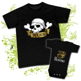 Camiseta PAPA PIRATA + Body beb&eacute; MI TESORO