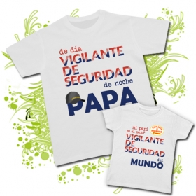 Pack de d&iacute;a VIGILANTE DE SEGURIDAD de noche PAPA + Mi papi es el mejor.. 