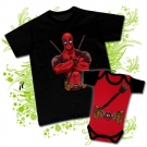 Camiseta PAPA Deadpool + Body bebé Deadpool uniform (negro)