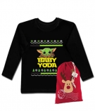 Camiseta BABY YODA NAVIDAD negra & Bolsa navidad 