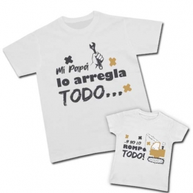 Camiseta MI PAP&Aacute; LO ARREGLA TODO + Camiseta Y YO LO ROMPO TODO 
