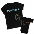 Camiseta MAMA PLAYER 1 + Body bebé PLAYER 2 (Play mandos)