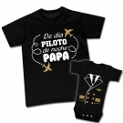 Camiseta de día PILOTO de noche PAPA + Body bebé PILOTO 