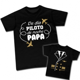 Camiseta de d&iacute;a PILOTO de noche PAPA + Camiseta PILOTO 
