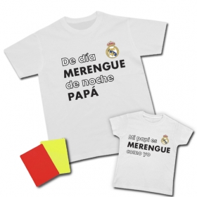 Camiseta De d&iacute;a MERENGUE de noche PAPA + Camiseta Mi PAPI es MERENGUE como yo