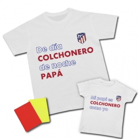 Camiseta De d&iacute;a COLCHONERO de noche PAPA + Camsieta Mi PAPI es COLCHONERO como yo