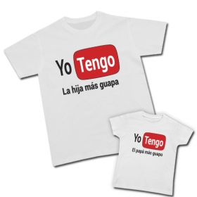 Camiseta YO TENGO LA HIJA M&Aacute;S GUAPA + Camiseta YO TENGO EL PAP&Aacute; M&Aacute;S GUAPA