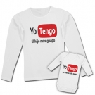 Camiseta YO TENGO EL HIJO MÁS GUAPO + Body YO TENGO LA MAMÁ MÁS GUAPA (You Tube)