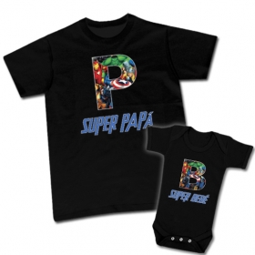 Camiseta SUPER PAP&Aacute; + Camiseta SUPER BEB&Eacute; 