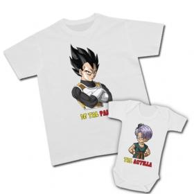 Camiseta VEGETA TAL PALO + Body TRUNKS TAL ASTILLA (hijo Vegeta)